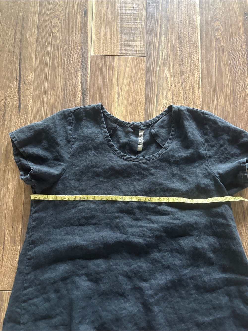 Flax Black 100% Linen Short Sleeve Top Size Medium - Picture 4 of 4